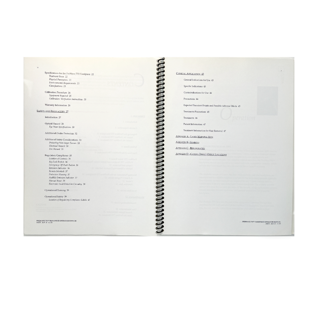 CUTERA, ProWave 770 Handpiece Operator Manual, P/N D0277, REV. B, EXP 2005