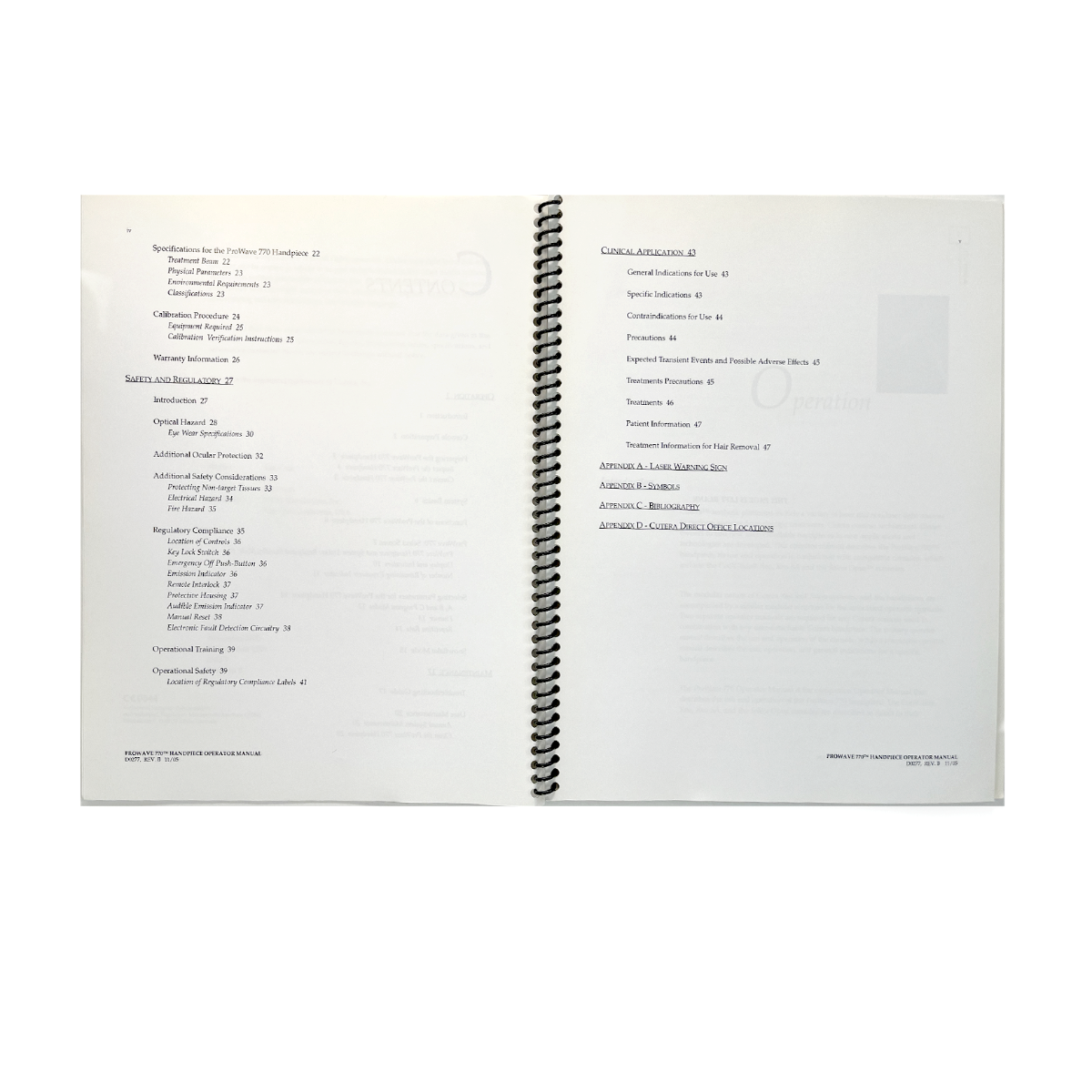 CUTERA, ProWave 770 Handpiece Operator Manual, P/N D0277, REV. B, EXP 2005