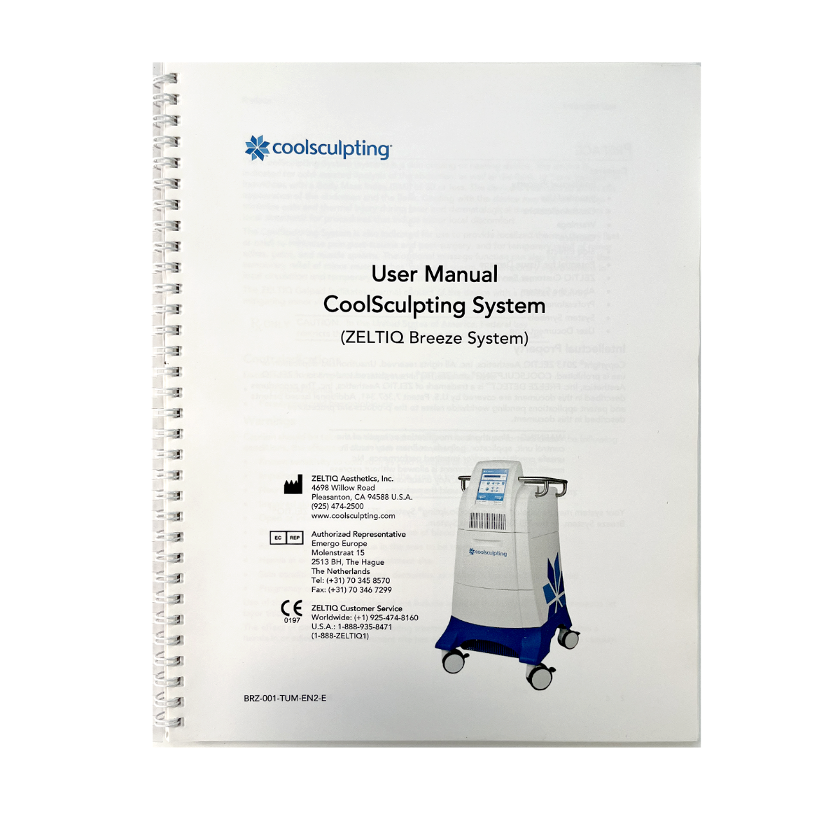ZELTIQ User Manual CoolSculpting System (ZELTIQ Breeze System) BRZ-001-TUM-EN2-E