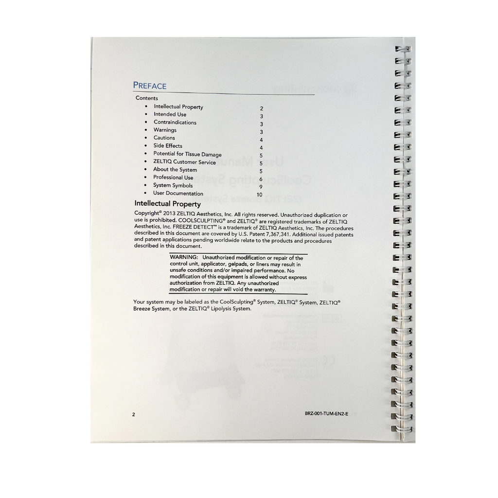 ZELTIQ User Manual CoolSculpting System (ZELTIQ Breeze System) BRZ-001-TUM-EN2-E
