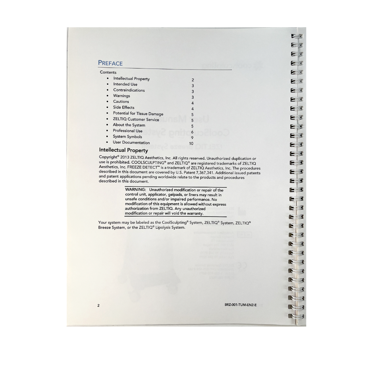 ZELTIQ User Manual CoolSculpting System (ZELTIQ Breeze System) BRZ-001-TUM-EN2-E