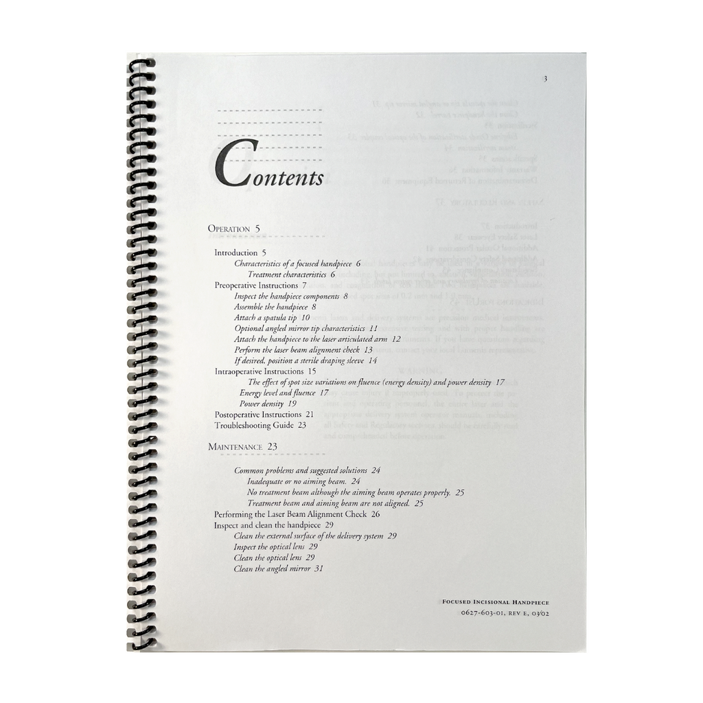 Lumenis UltraScan Encore CPG Focused Incisional Handpiece Quick Reference Guide