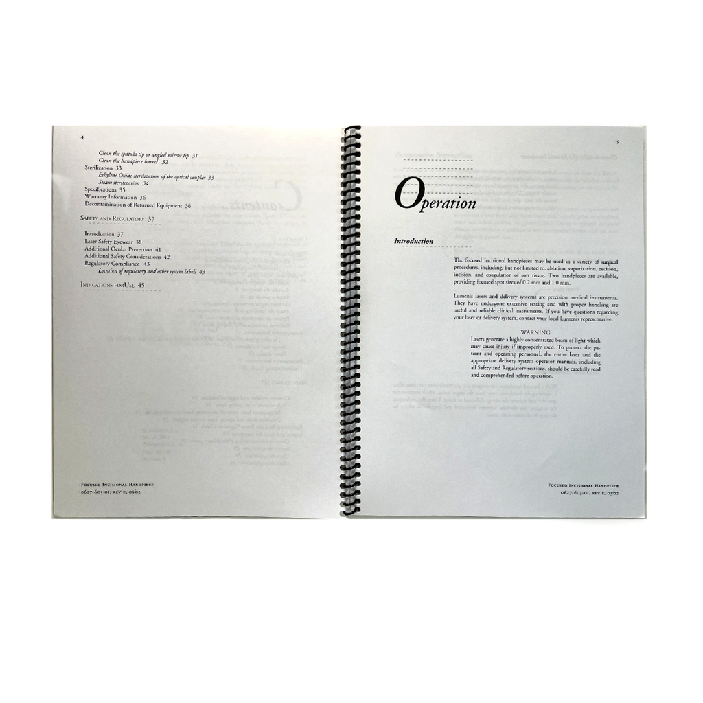 Lumenis UltraPulse Laser Focused Incisional Handpiece Operator User Manual