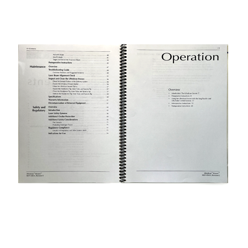 LUMENIS, UltraScan Encore, Computer Pattern Generator (CPG), Operator’s Manual, for use with the Ultra Pulse CO2 Laser: Encore and SurgiTouch Models, P/N 0637-128-01, Revision C
