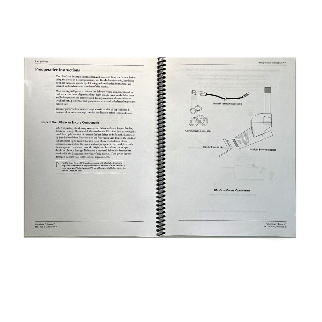 LUMENIS, UltraScan Encore, Computer Pattern Generator (CPG), Operator’s Manual, for use with the Ultra Pulse CO2 Laser: Encore and SurgiTouch Models, P/N 0637-128-01, Revision C