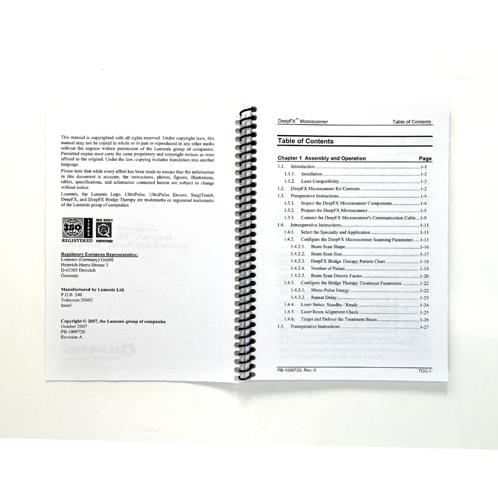 Lumenis DeepFX Bridge Therapy Operators Manual PB-1009720, Rev.A October 2007