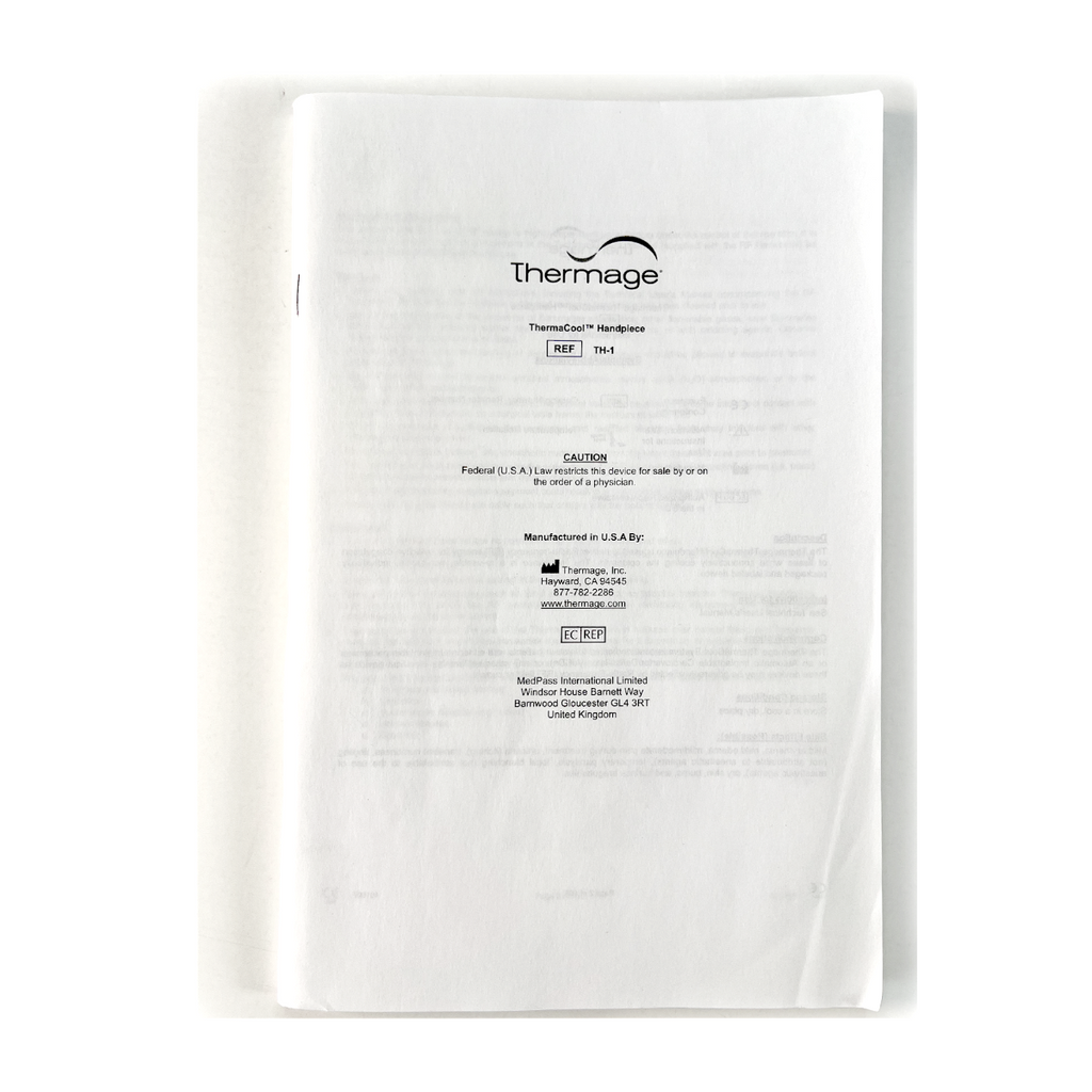 Thermage ThermaCool Handpice Symbols/Abbreviations Operator's manual 40100F
