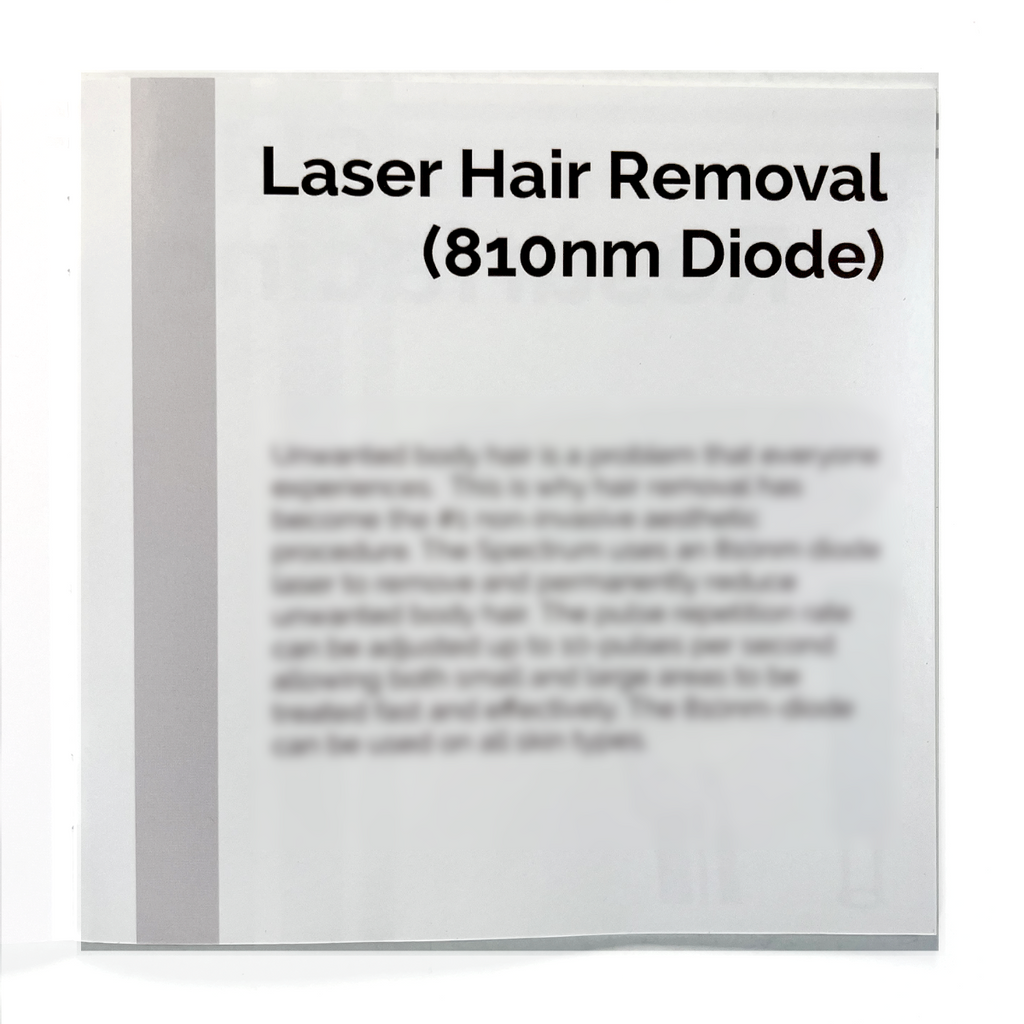 Rohrer Aesthetics, the Spectrum “Multi Platform Laser / IPL” (skin resurfacing, hair removal, tattoo removal, vascular reduction, IPL.) Booklet.