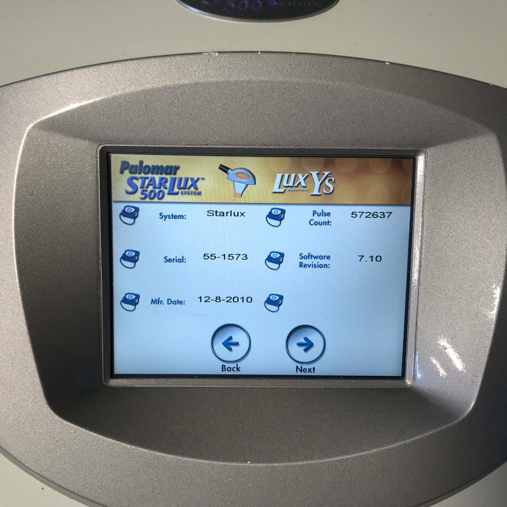 2010 Palomar Starlux 500 IPL Hair Removal Pigmented Lesions Chiller & LUX Ys HP