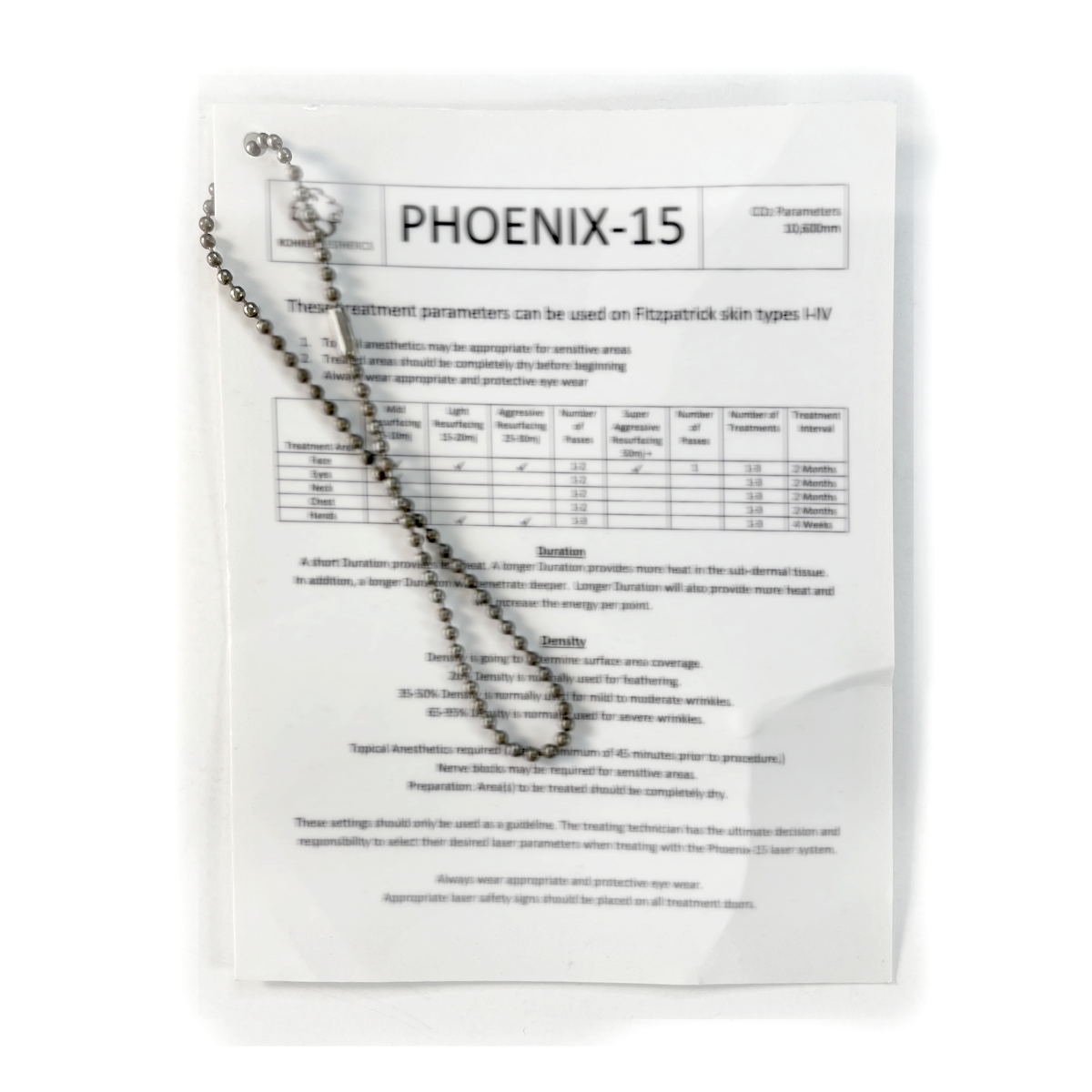 Rohrer Aesthetics Phoenix-15 Parameters CO2 10,600mm