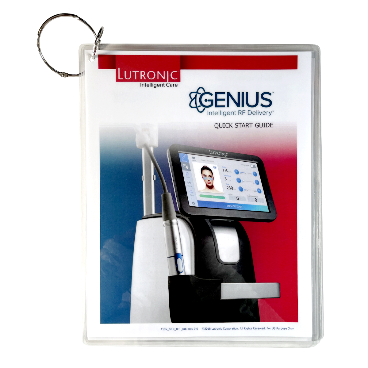 LUTRONIC, GENIUS, Intelligent RF Delivery, QUICK START GUIDE, P/N: CLIN_GEN_001_000 Rev 0.0, EXP 2018