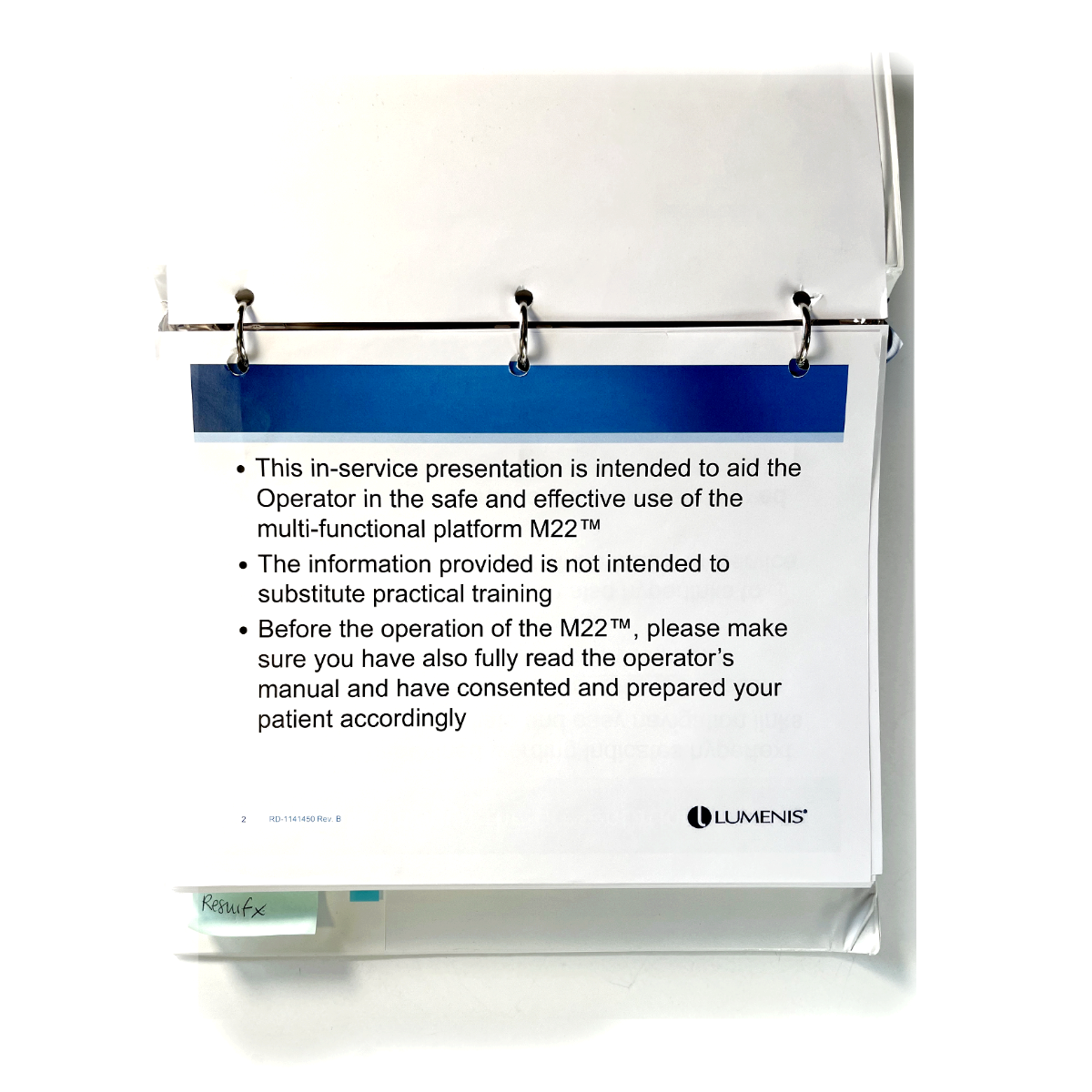 Lumenis M22 Aesthetic Treatment System IPL And ND: Yag Clinical In-Service Presentation RD-1141450 Rev. B June 2014