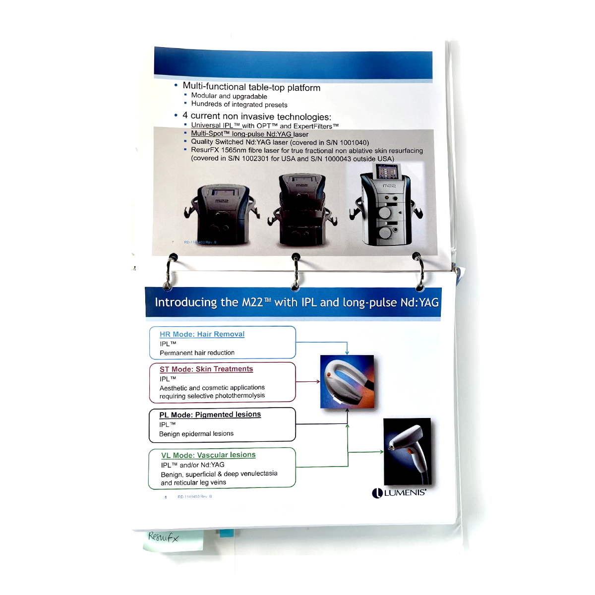 Lumenis M22 Aesthetic Treatment System IPL And ND: Yag Clinical In-Service Presentation RD-1141450 Rev. B June 2014