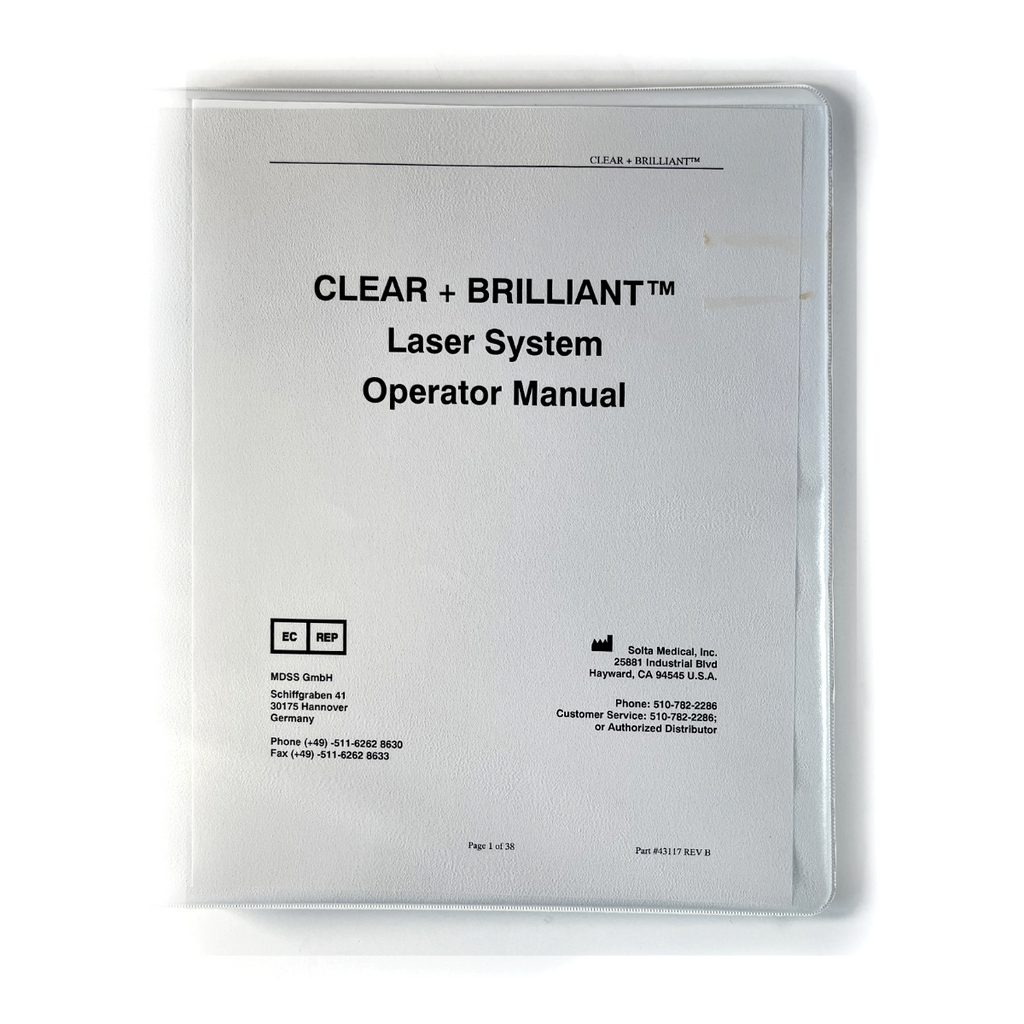 Solta Medical Clear + Brilliant Laser System Operator Manual 43117 Rev.B