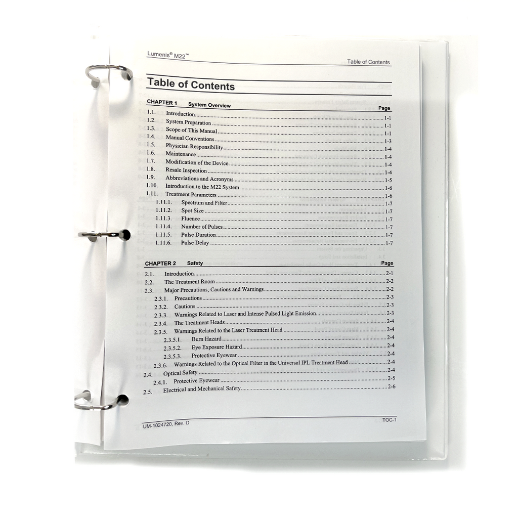 Lumenis M22 Aesthetic Treatment System Operator's Manual UM-1024720, Rev. D