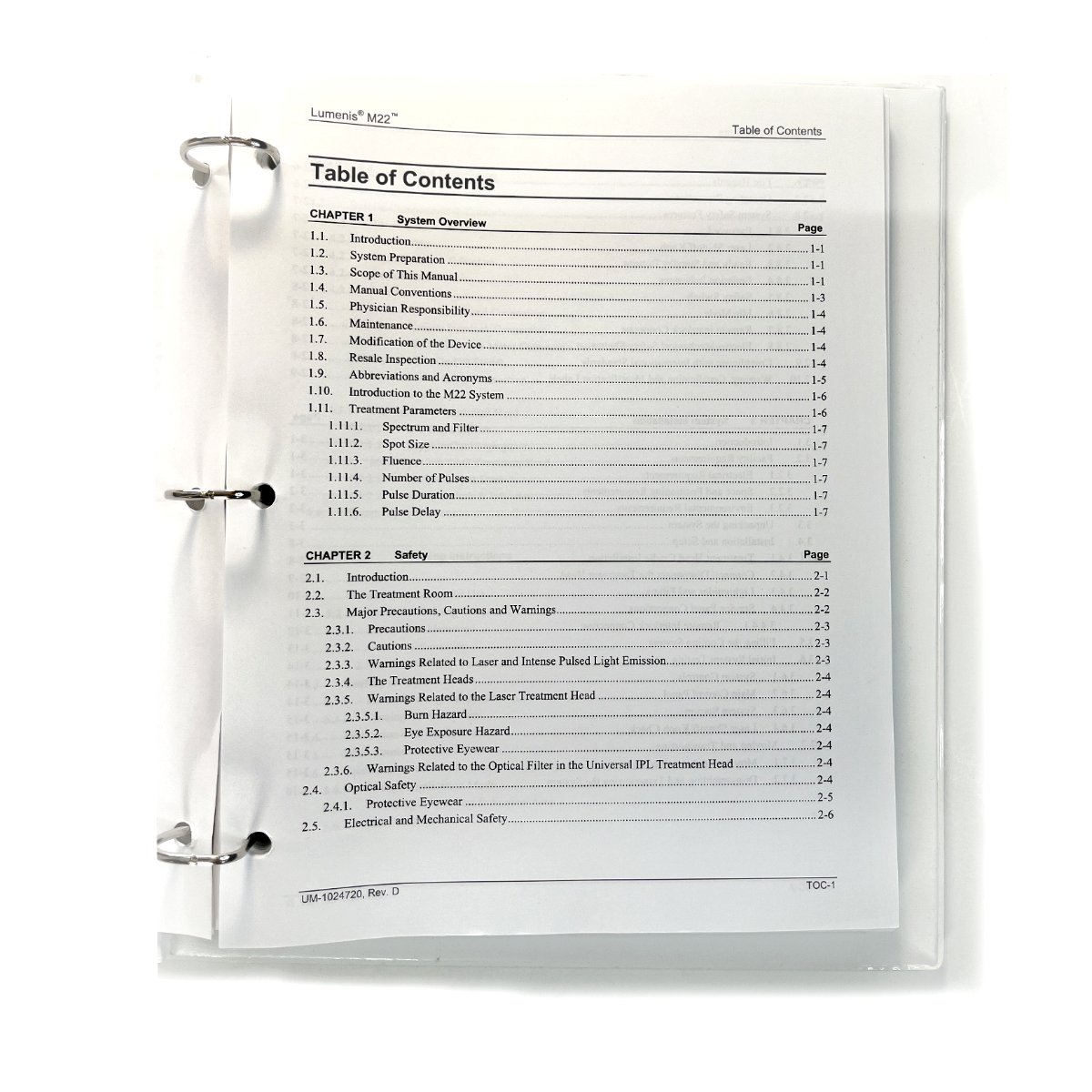 Lumenis M22 Aesthetic Treatment System Operator's Manual UM-1024720, Rev. D