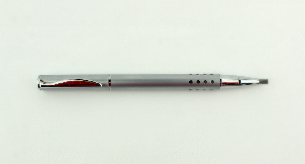Minimalist Silver Metal Precision Screwdriver, as a pen, with hollow handle