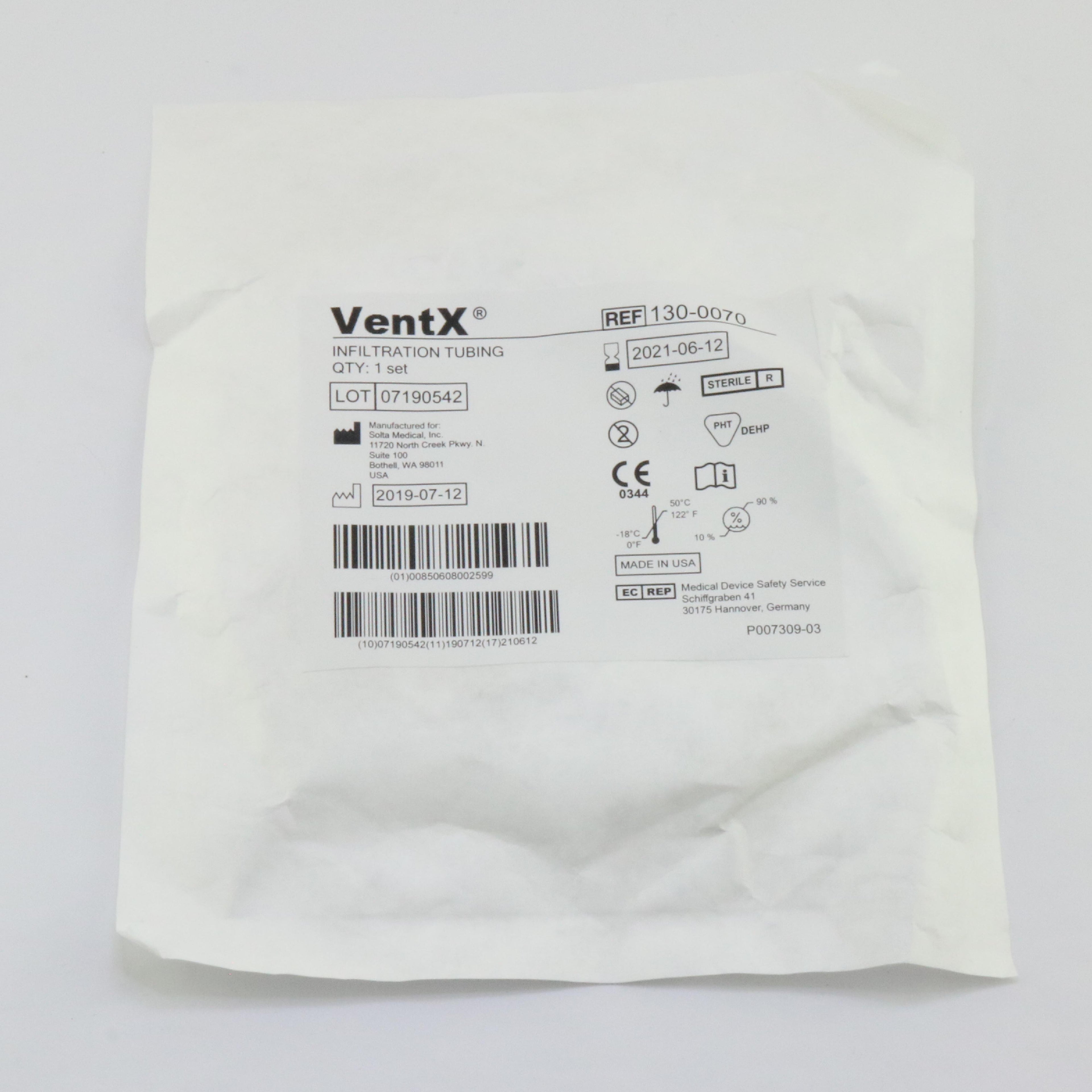 Solta VentX Single 130-0070 Vent X Infiltration Tubing (1) Set EXP 2021