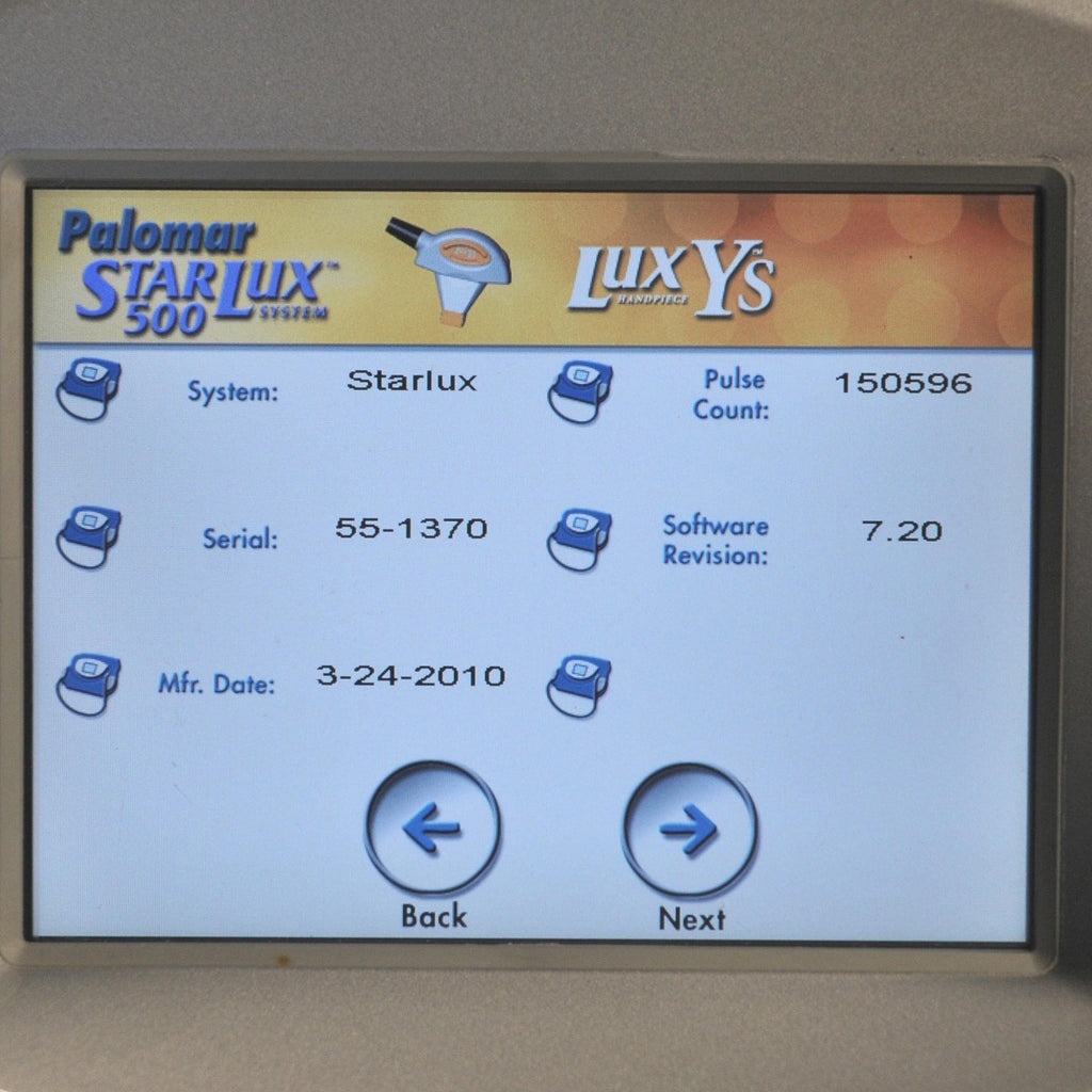 2010 Palomar StarLux 500 IPL Laser Lux Ys LuxDeepIR Hair Removal Skin Tightening