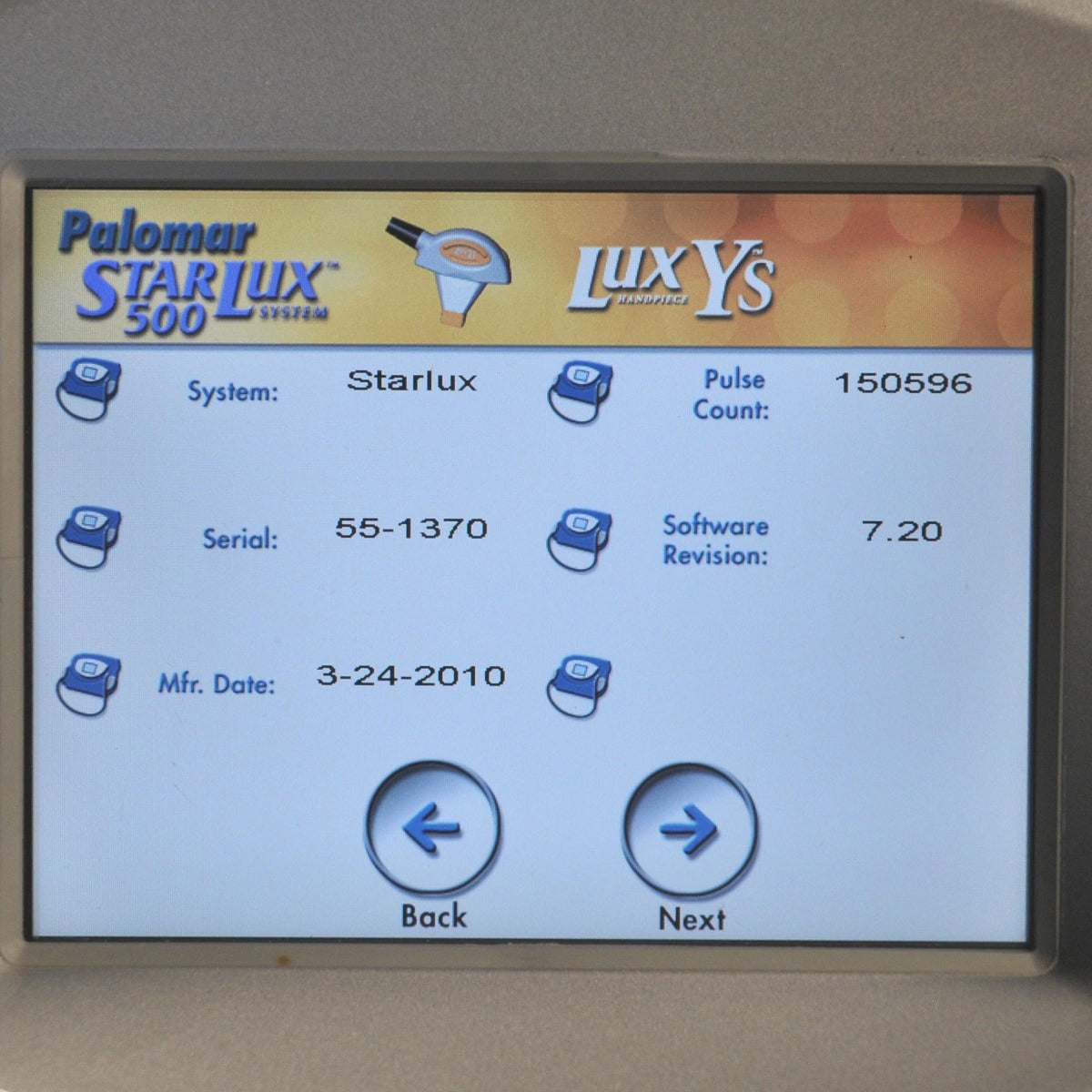2010 Palomar StarLux 500 IPL Laser Lux Ys LuxDeepIR Hair Removal Skin Tightening