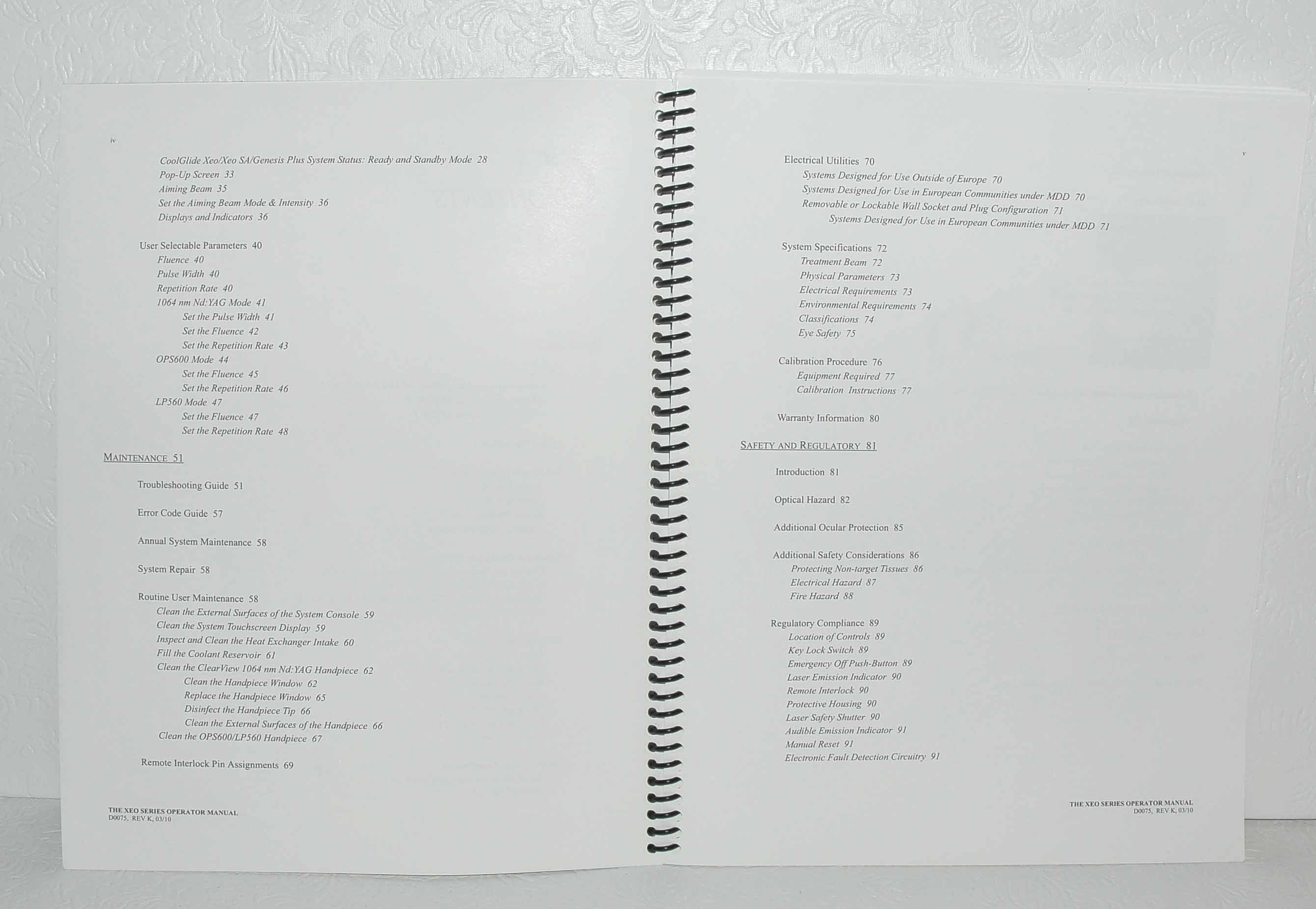 Cutera XEO Laser Operator Manual CoolGlide SA Genesis Plus Operator User Guide