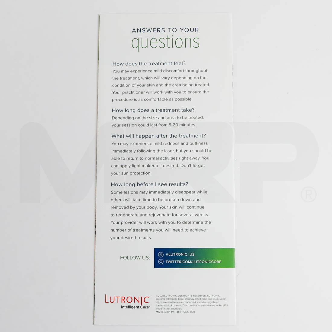 Lutronic DermaV "Future of Vascular & Pigment Treatments" Brochure Back