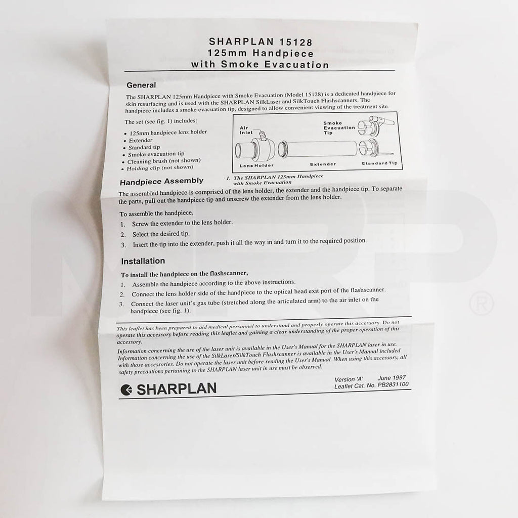 Lumenis UltraPulse 125mm Handpiece Sheet