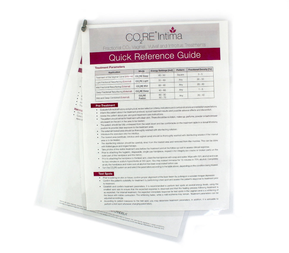 Syneron Candela CO2RE Intima Vaginal & Vulva Treatments Quick Reference Guide