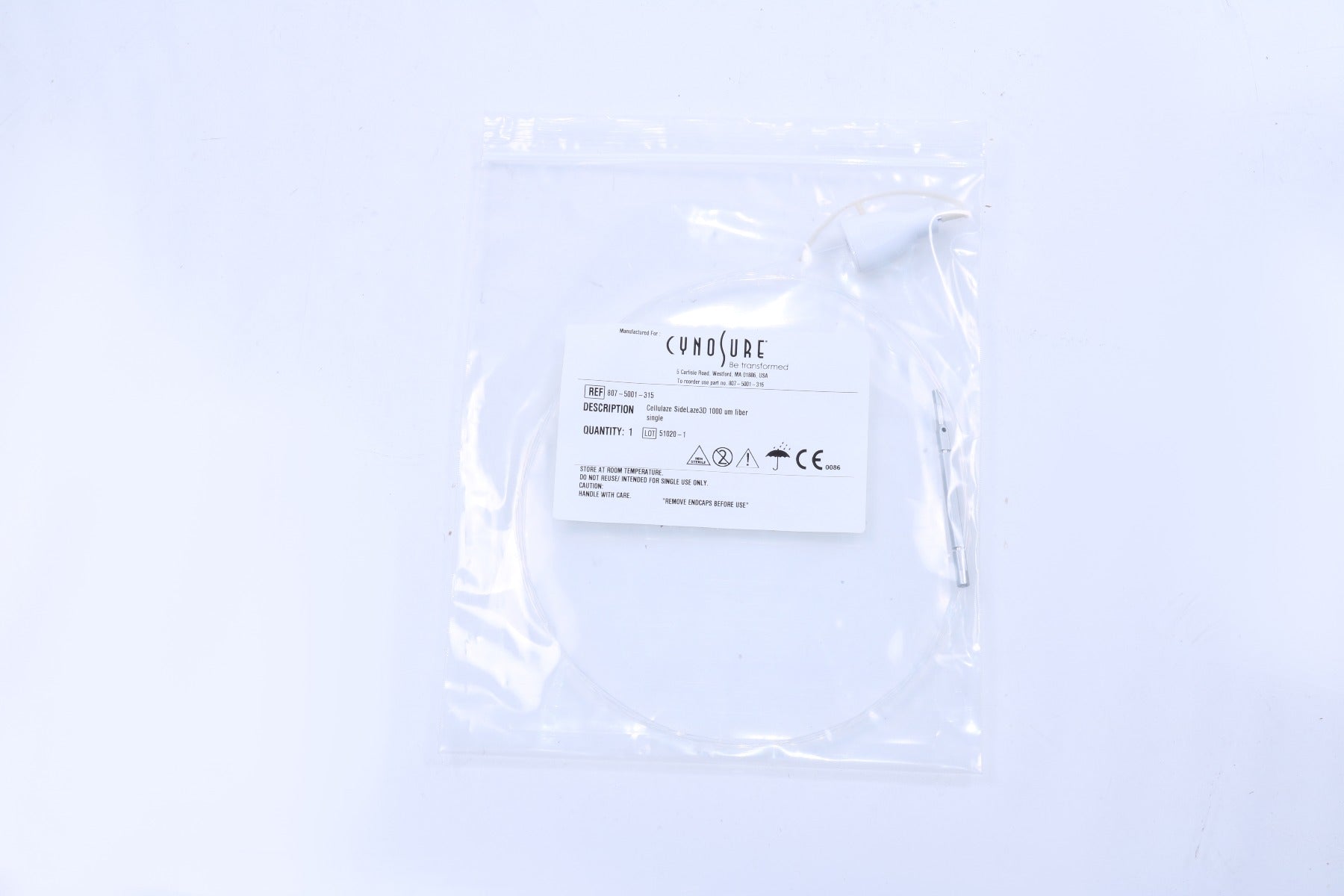Cynosure Cellulaze Clear 1000 um SideLaze 3D REUSABLE Laser Fiber 807-5001-315