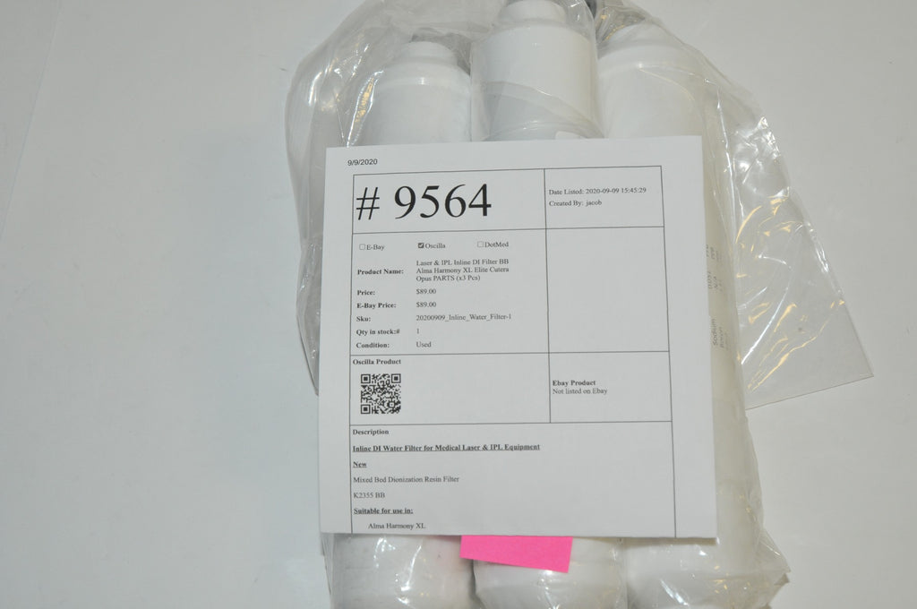 Laser & IPL Inline DI Filter BB Alma Harmony XL Elite Cutera Opus PARTS (x3 Pcs)