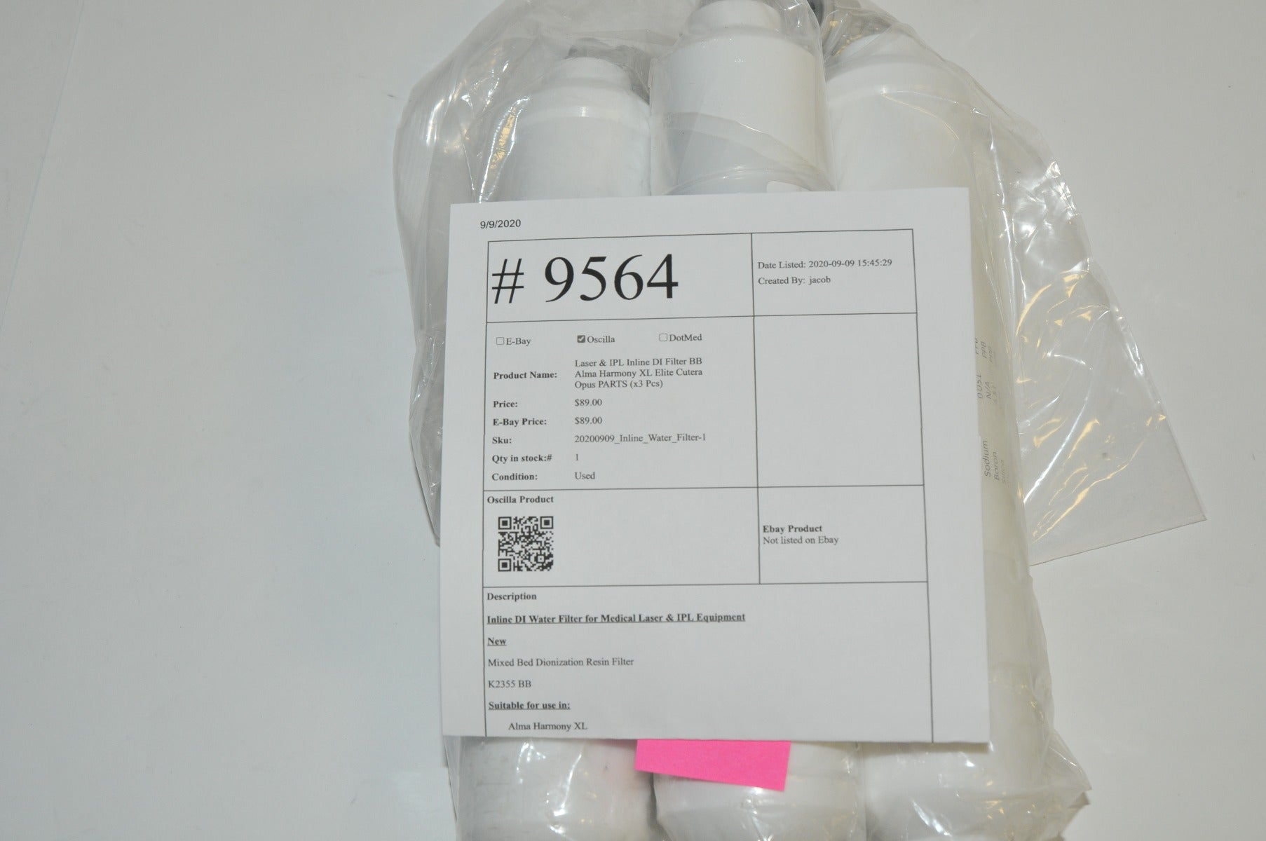 Laser & IPL Inline DI Filter BB Alma Harmony XL Elite Cutera Opus PARTS (x3 Pcs)