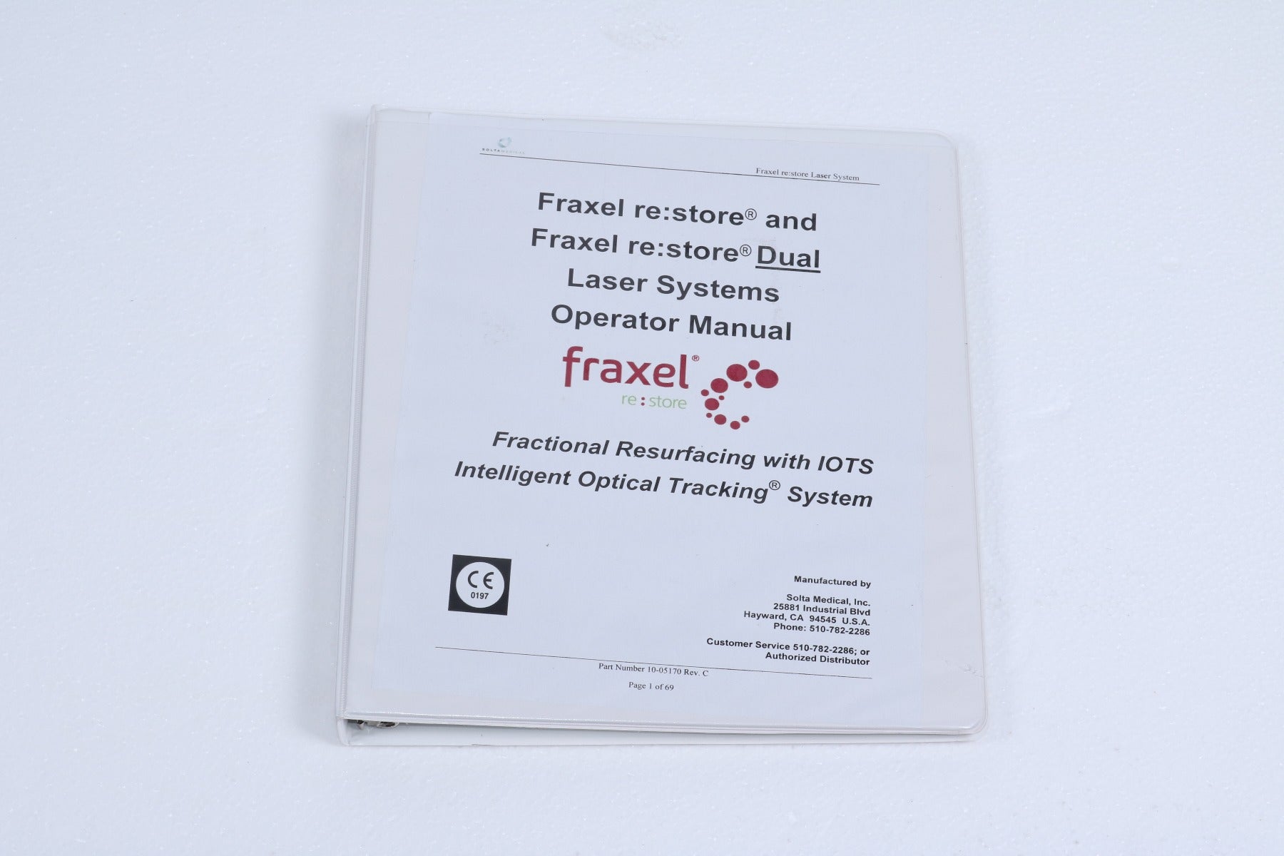 2009 Solta Fraxel Restore / Dual Laser Operator Manual 10-05170 Rev C Used
