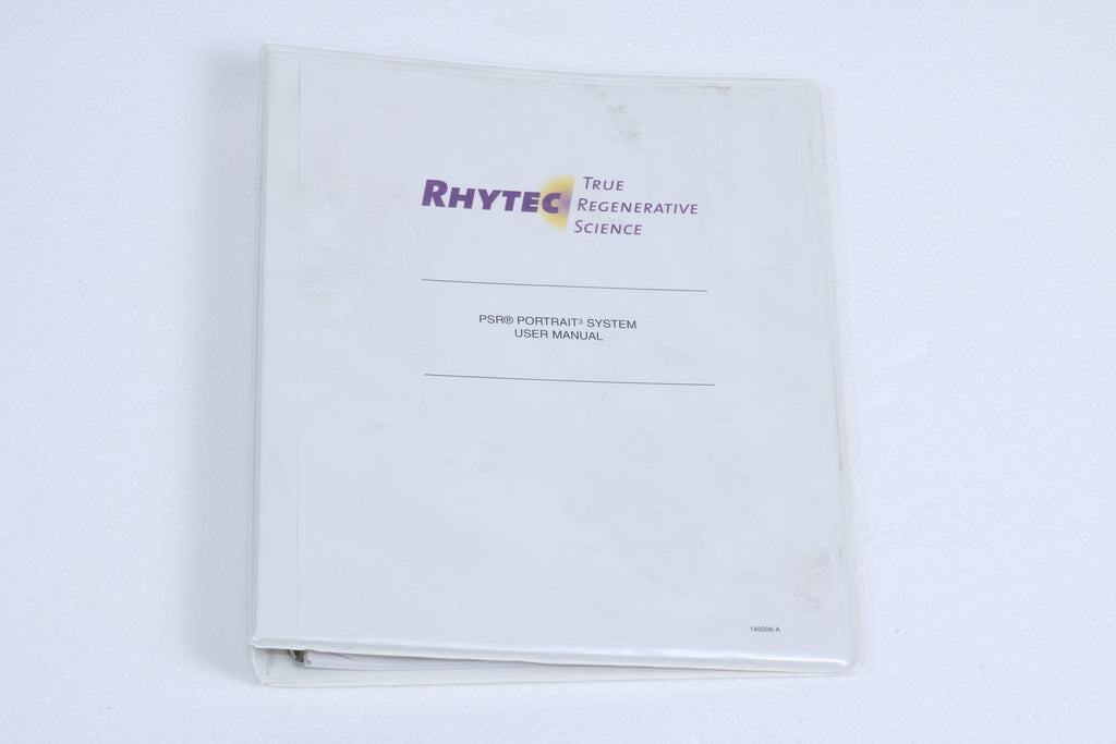 Rhytec Portrait PSR3 Nitrogen Plasma System Operator Manual145007-A USED