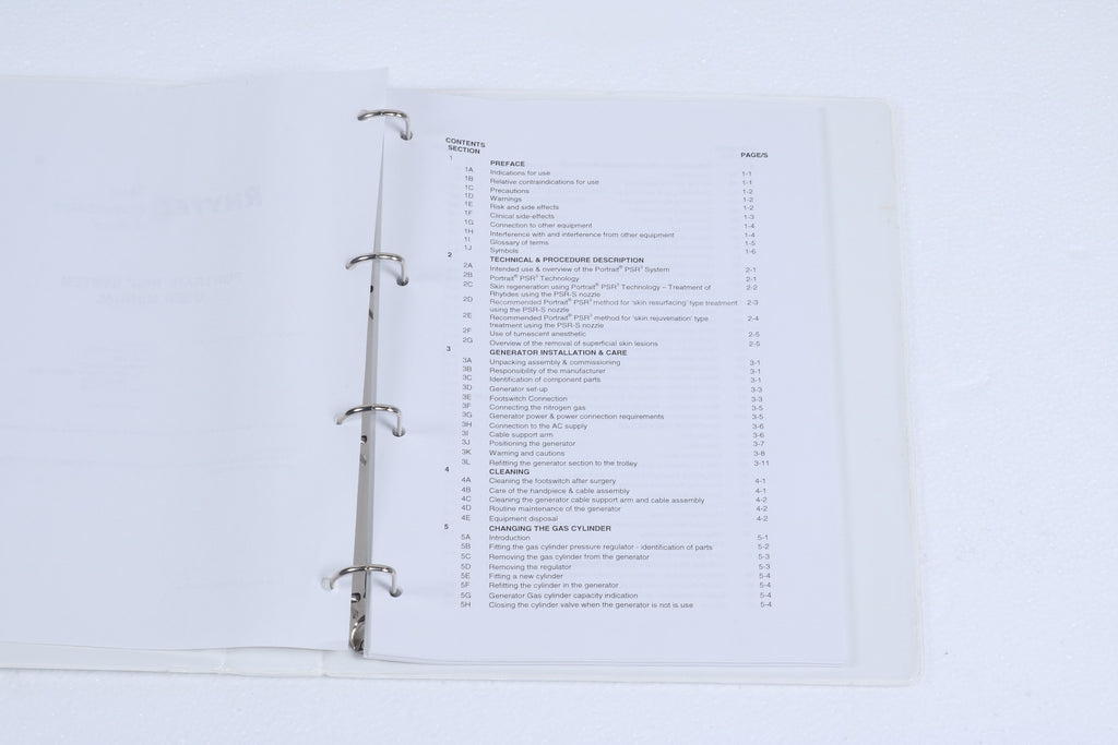 Rhytec Portrait PSR3 Nitrogen Plasma System Operator Manual145007-A USED