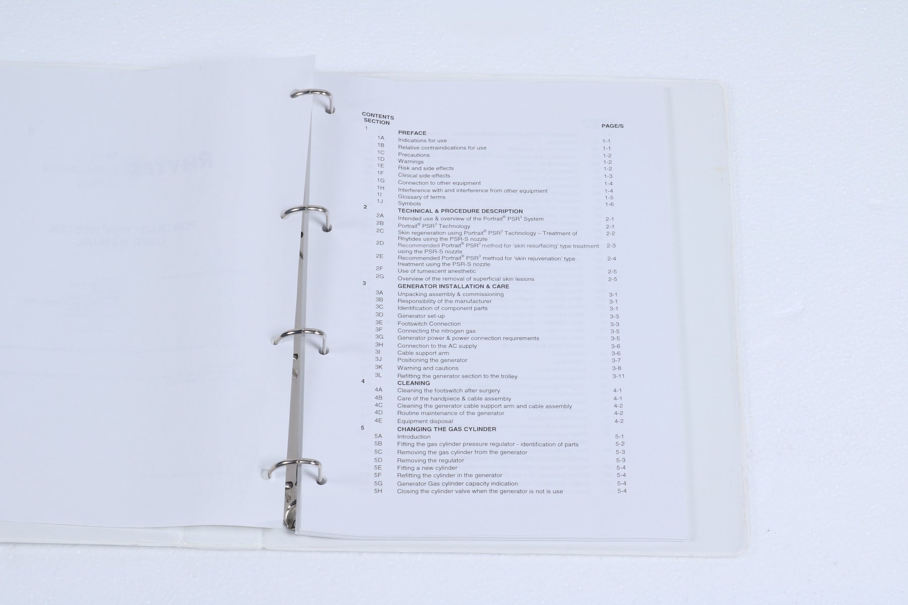 Rhytec Portrait PSR3 Nitrogen Plasma System Operator Manual145007-A USED