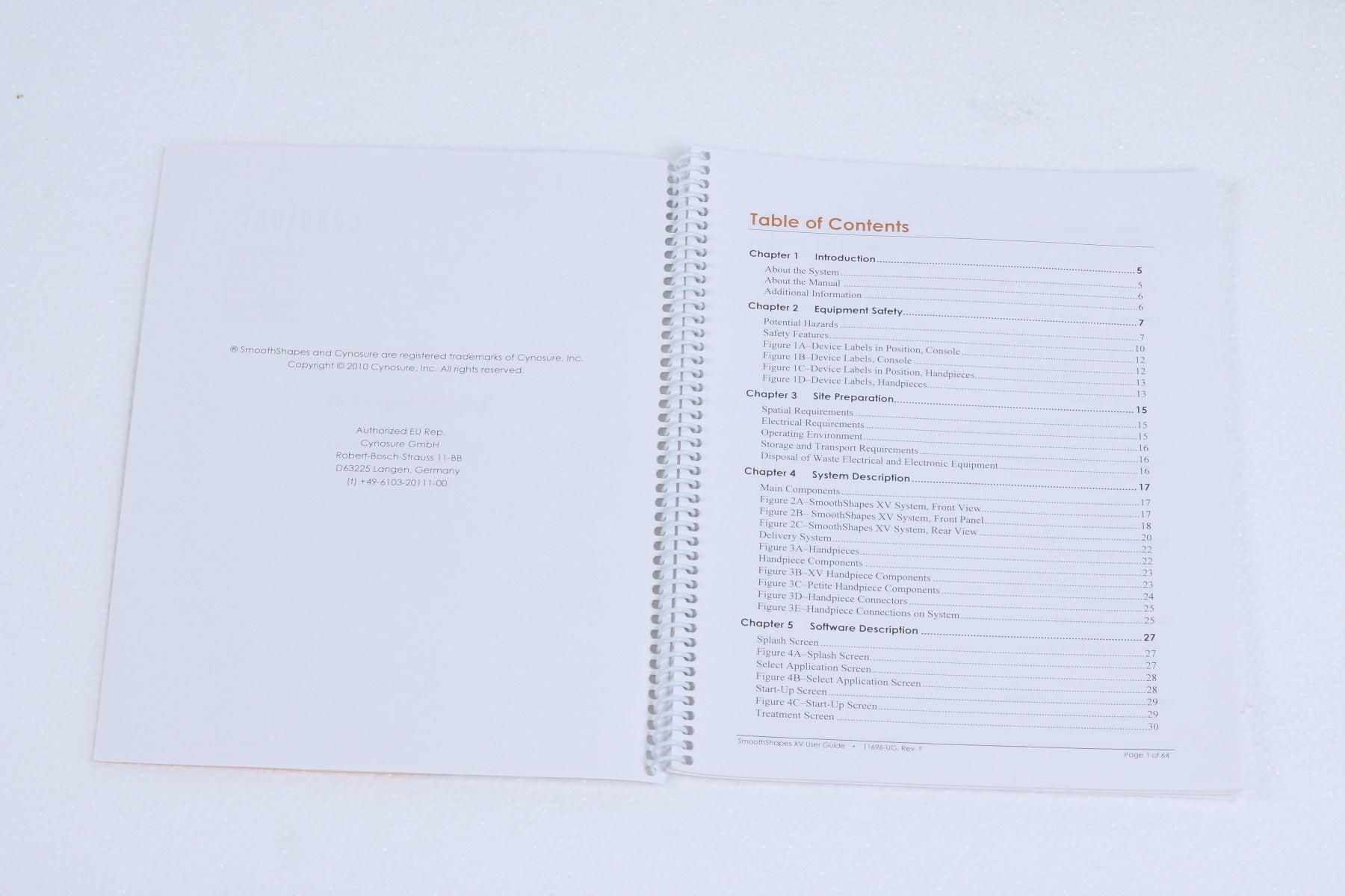 2010 Cynosure SmoothShapes XV Smooth Shapes Operator Manual User Guide 11696-UG