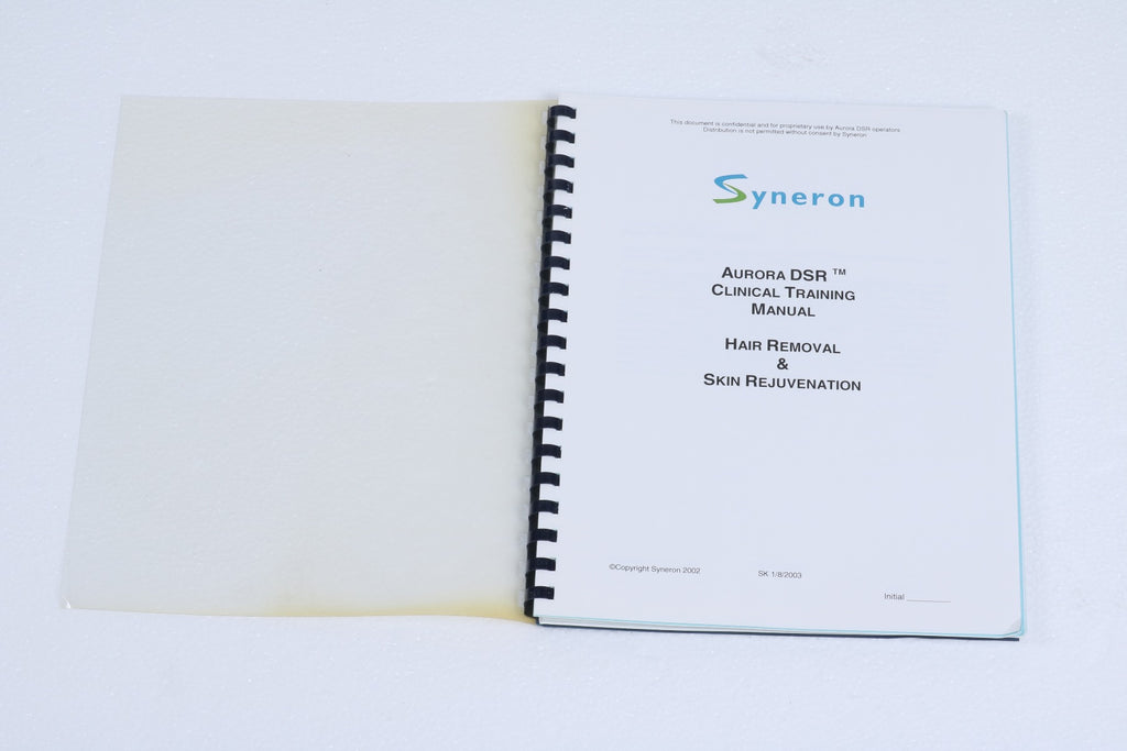 2002 Syneron Aurora DSR Hair Removal Skin Rejuvenation Clinical Training Manual
