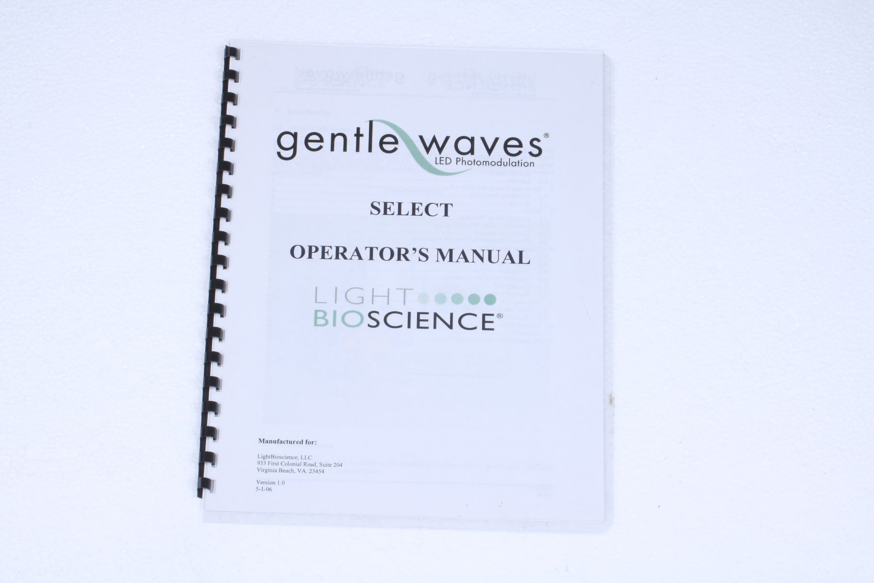 2006 Light BioScience GentleWaves Select Photomodulation Operator Manual V1