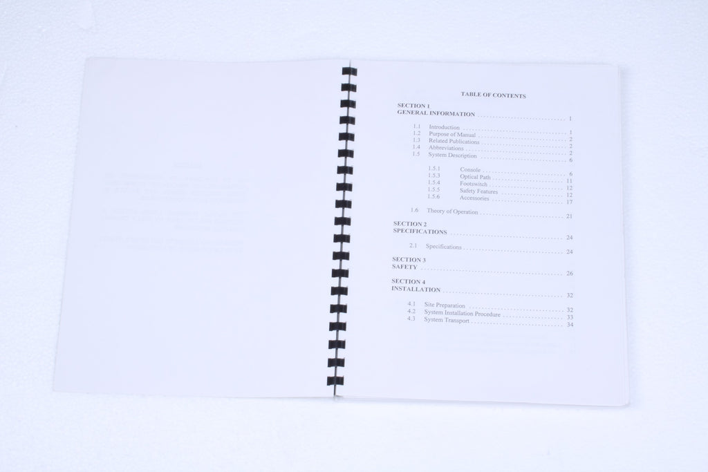New Star Lasers Model 130 NdYAG Laser Operator Manual 9600-0065 REV A Used