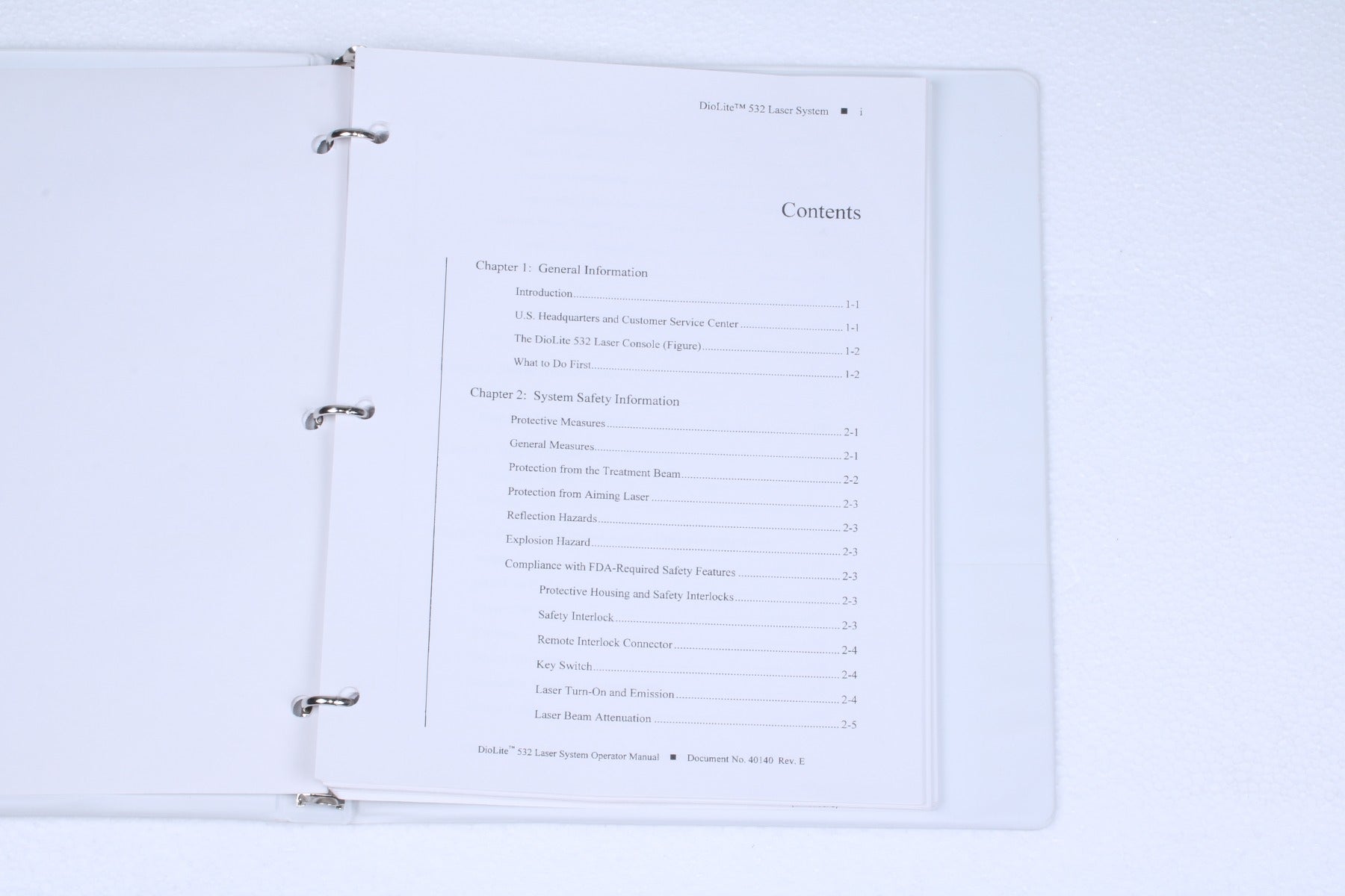 2000 Iridex DioLite 532 nm Dio Light Laser Operator Manual 40143 Rev B Used