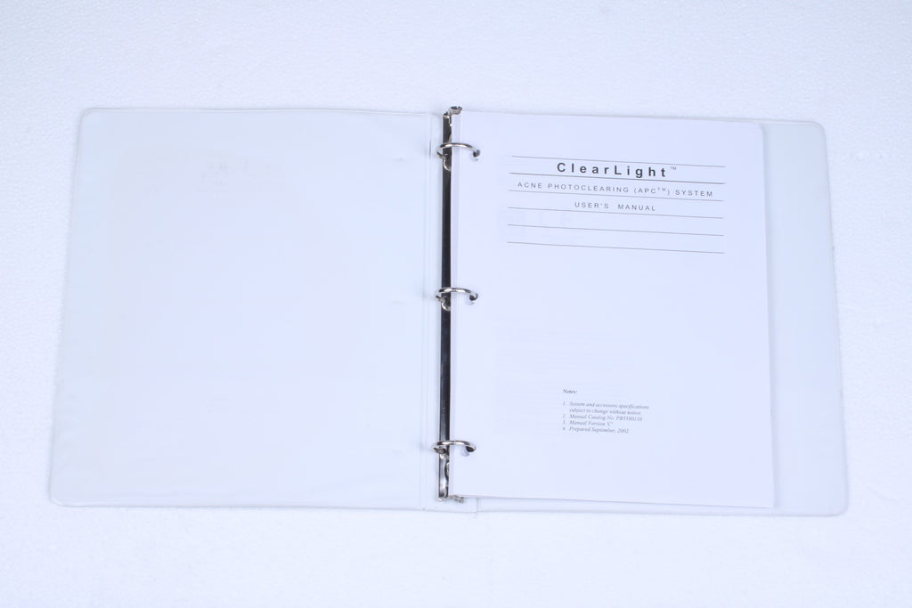 2002 Lumenis ClearLight Acne Photoclearing APC User Operator Manual PB5580110