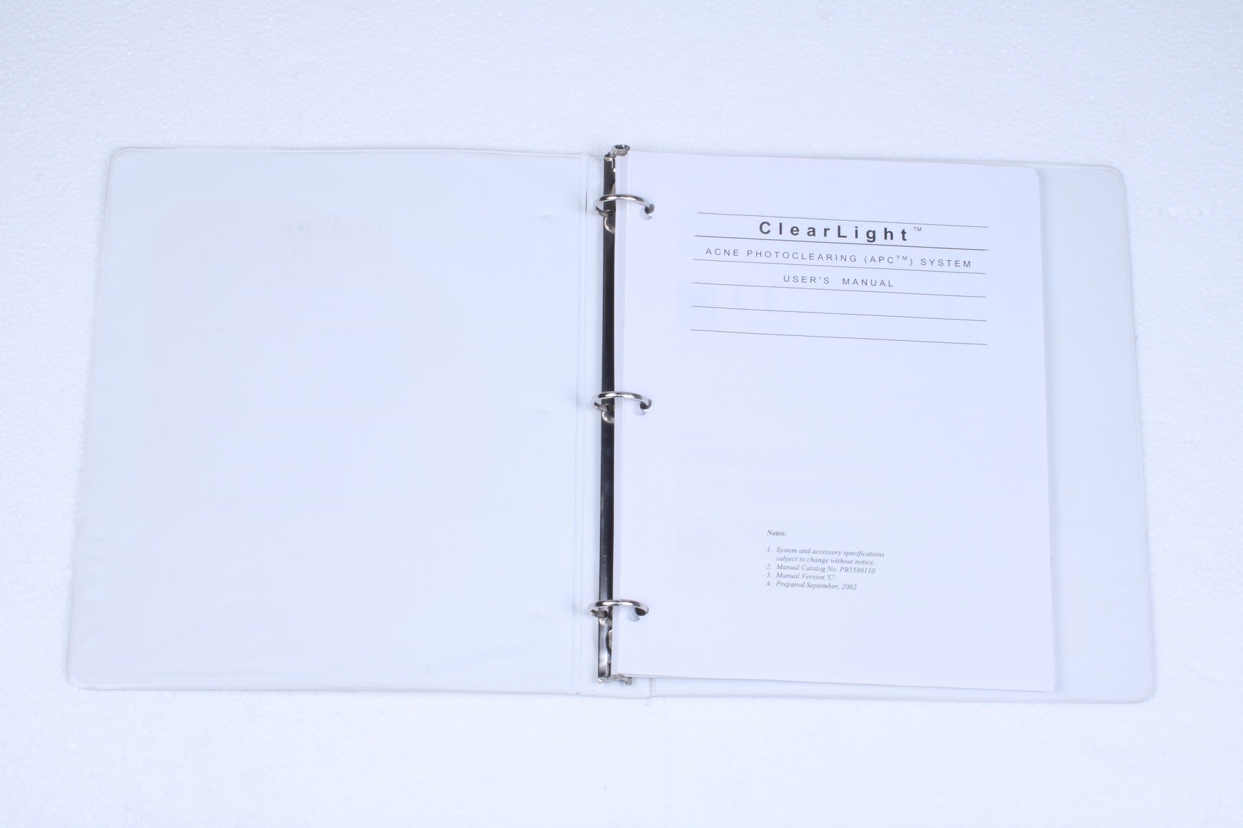 2002 Lumenis ClearLight Acne Photoclearing APC User Operator Manual PB5580110