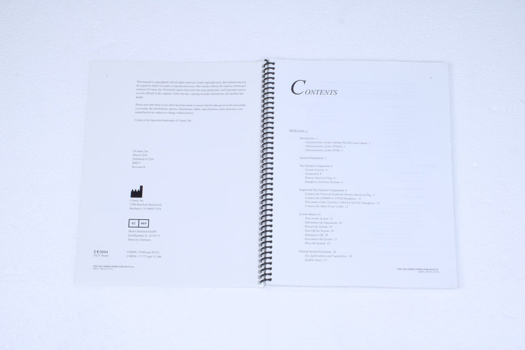 2010 Cutera Xeo Series CoolGlide SA Genesis Plus Laser IPL Operator Manual D0075