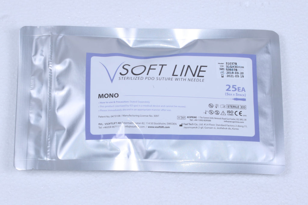 V Soft Line PDO Thread Lifting Mono 31G Needle 30 mm USP 7-0 31037B 25 Pack