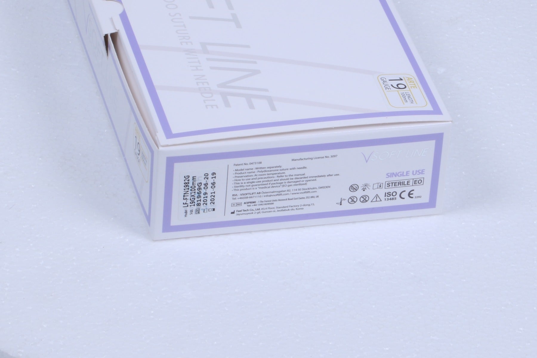 V Soft Line PDO Thread Lifting Arte 19G Needle 100 mm LF-FTN1982G 16pcs EXP 2021