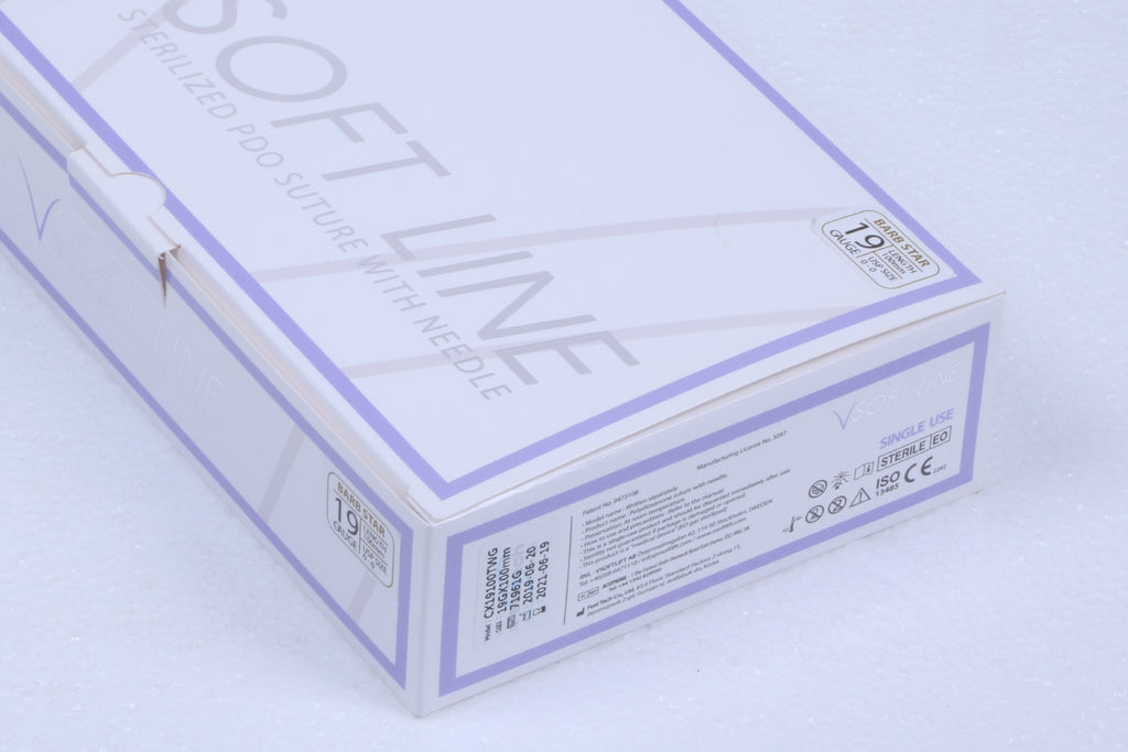 V Soft Line PDO Thread Lifting Barb Star 19G x 100 mm USP 3-0 CX19100TWG 24 Pack