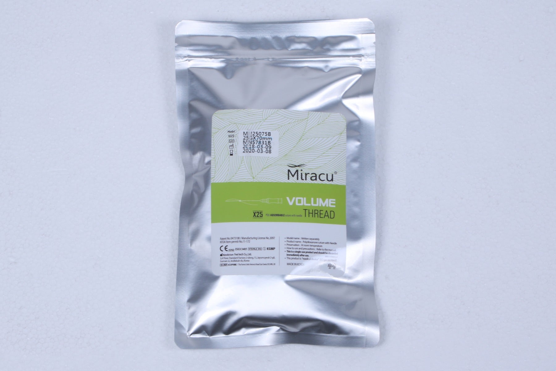 Feel Tech Miracu PDO Thread Lifting Volume 25G 70mm MN25075B 25 Pack EXP 2020