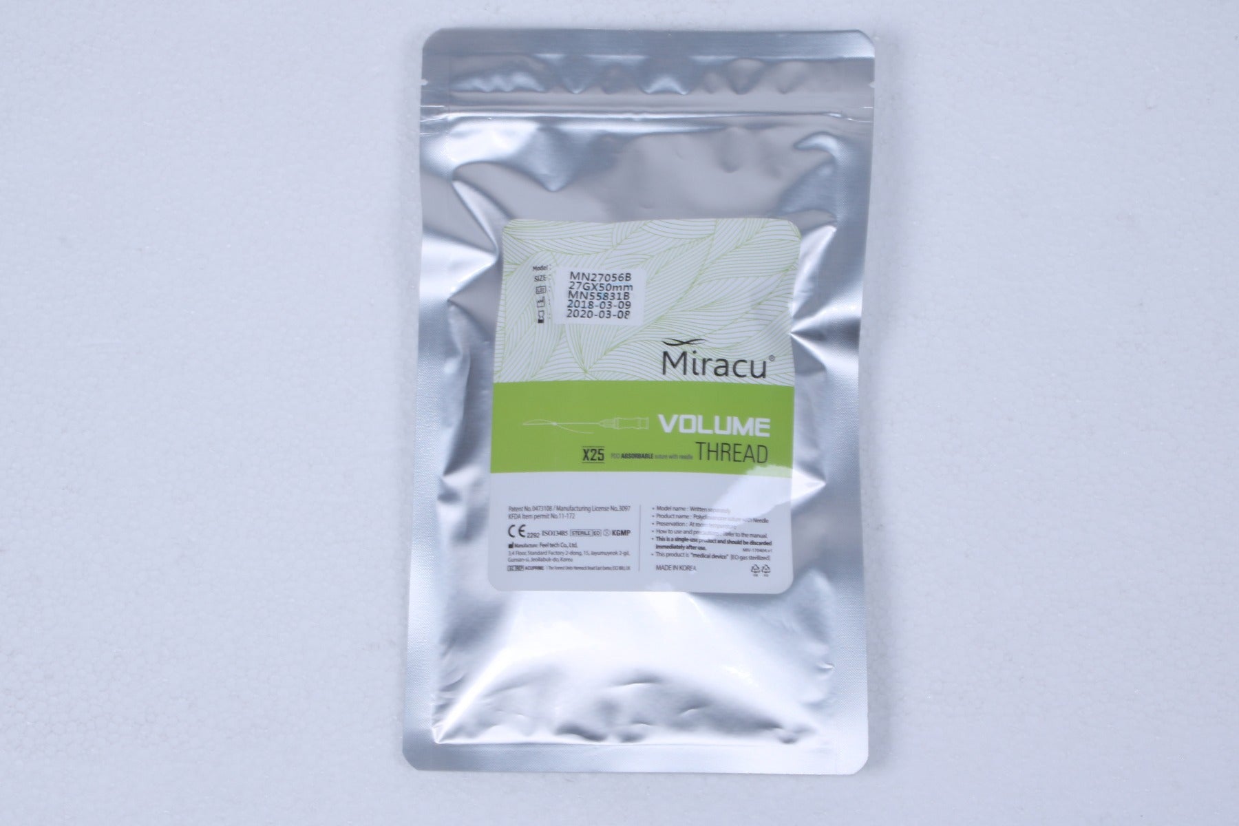 Feel Tech Miracu PDO Thread Lifting Volume 27G 50mm MN27056B 25 Pack EXP 2020