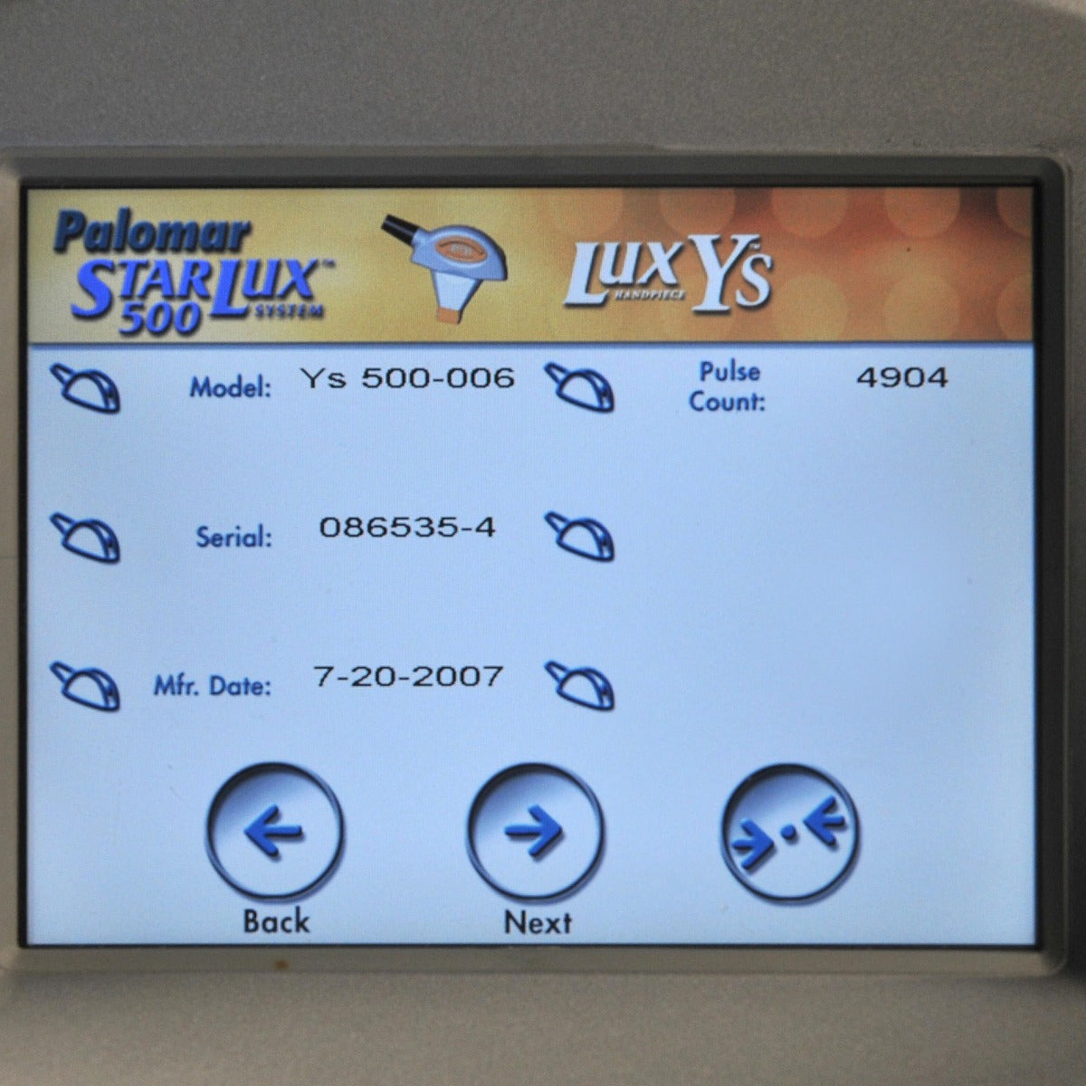 2010 Palomar StarLux 500 IPL Laser Lux Ys LuxDeepIR Hair Removal Skin Tightening