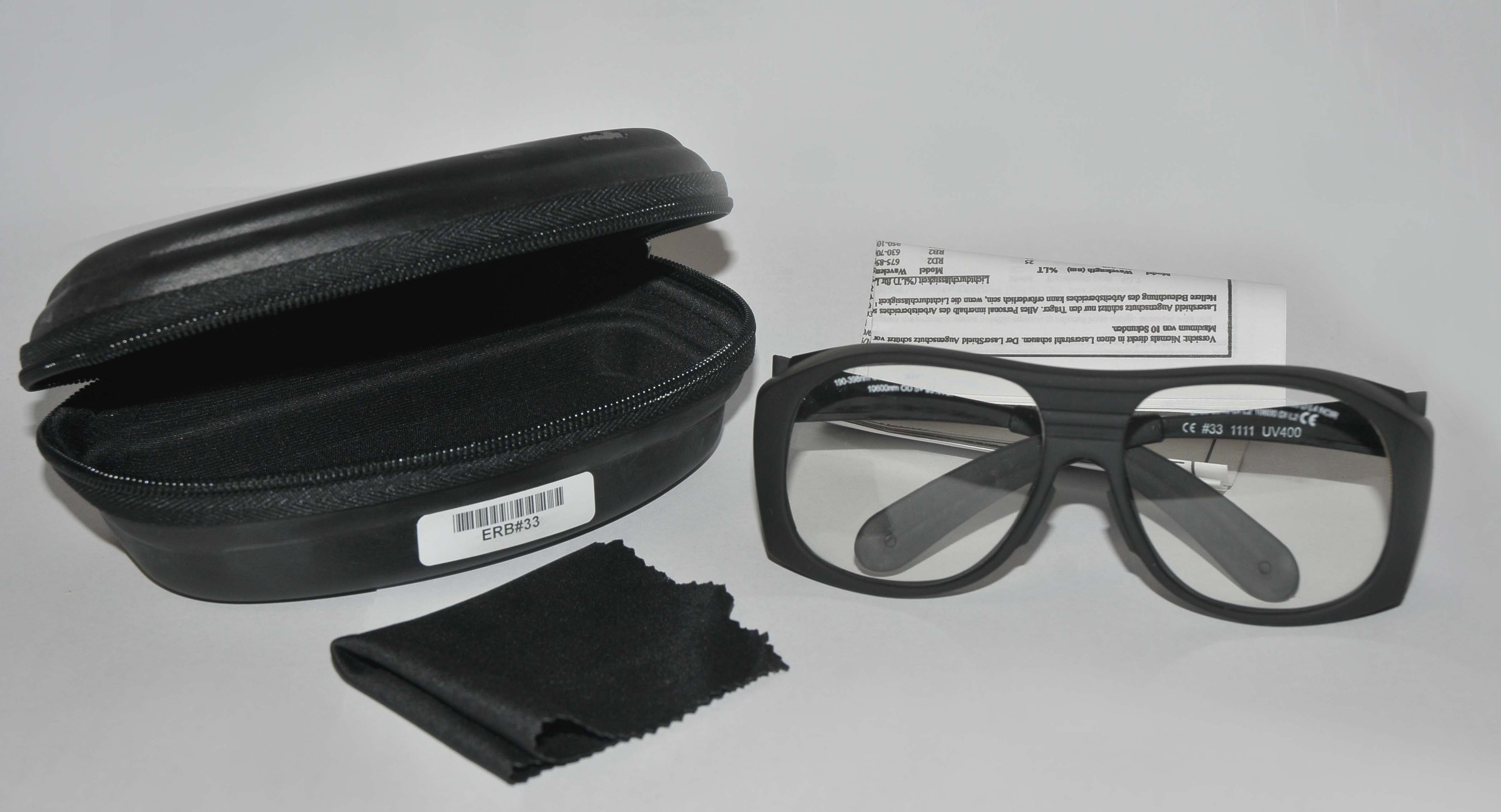 ALMA Laser CO2 ERBIUM Clear Safety Glasses UV400 190-398 nm 2940 w/Case